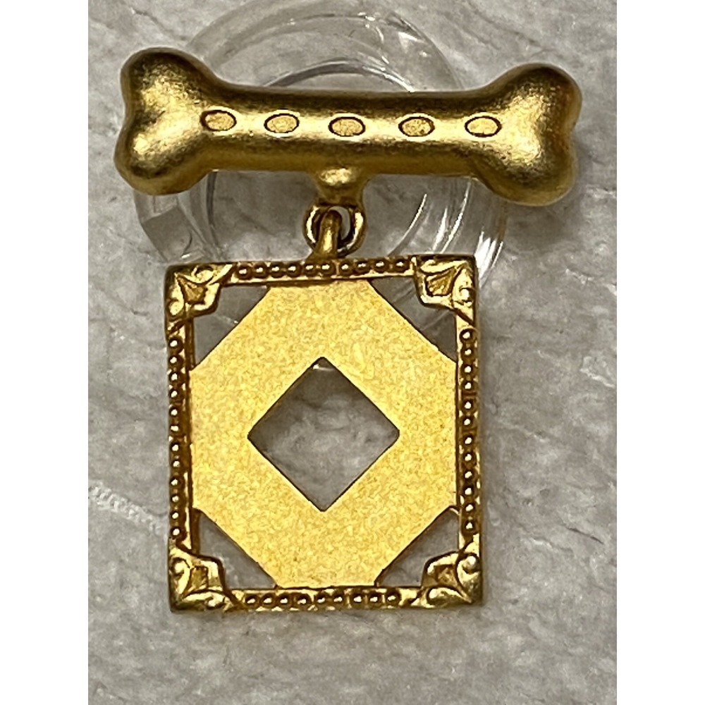 Dog Lovers Golden Dog Bone Brooch Lapel Pin Mini Picture Frame by JJ Excellent